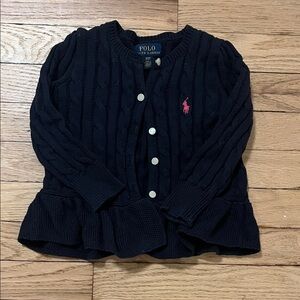 Polo Ralph Lauren Navy Cardigan with Pink Logo